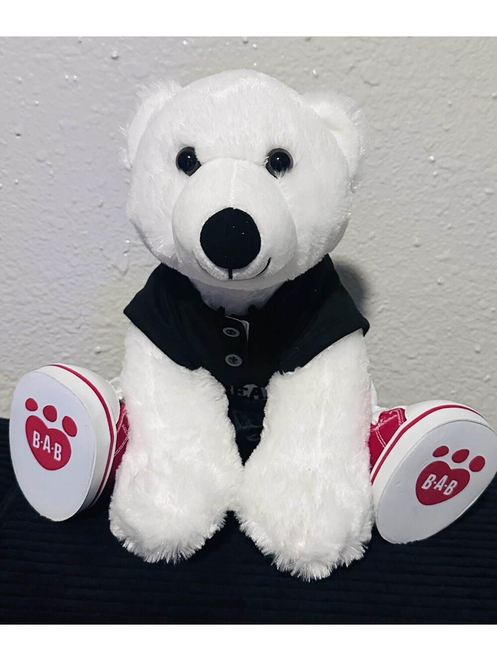 Build-A-Bear Polar Bear White Cub Plush Seated Stuffed Toy BAB W/ Outfit & Shoes